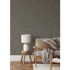 Muriva Charcoal Geometric Fabric effect Patterned Wallpaper