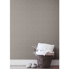 Muriva Chestnut Texture Fabric effect Patterned Wallpaper