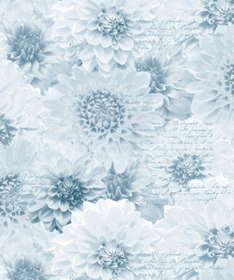 Muriva Chrysanthemums Blue Flower Floral Wallpaper 128503