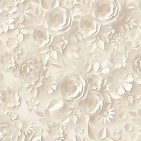 Muriva Cream Floral 3D effect Embossed Wallpaper