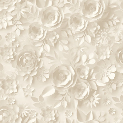 Muriva Cream Floral 3D effect Embossed Wallpaper