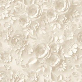Muriva Cream Floral 3D effect Embossed Wallpaper