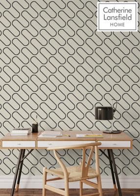 Muriva Cream Geometric 3D effect Patterned Wallpaper