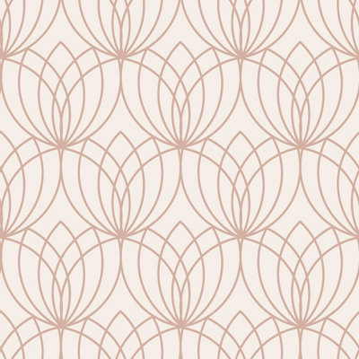 Muriva Cream Geometric Metallic effect Embossed Wallpaper