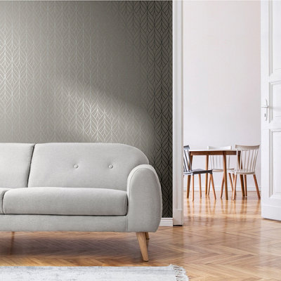 Muriva Cream Geometric Metallic & glitter effect Embossed Wallpaper