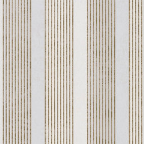 Muriva Cream Stripe Metallic effect Embossed Wallpaper
