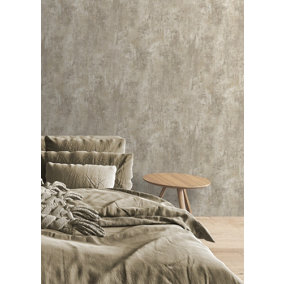 Muriva Cream Texture Distressed metallic effect Patterned Wallpaper