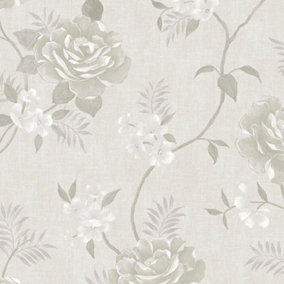 Muriva Darcy James Rosalind Cream Floral Luxury Wallpaper 173505