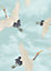 Muriva Duck Egg Birds Metallic effect Patterned Wallpaper