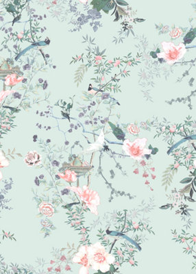 Muriva Duck Egg Floral 3D effect Patterned Wallpaper