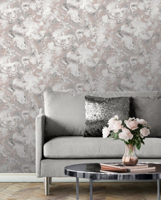 Muriva Elixir Marble Rose Gold Wallpaper 166502