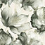 Muriva Elysian Floral Flowers Petal Pastel Metallic Green and Gold Wallpaper