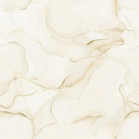Muriva Elysian Marble Cream Wallpaper Modern Metallic Gold Effect Feature Wall