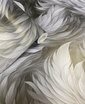 Muriva Feathers Wallpaper Plumes Black Wall Paper Roll