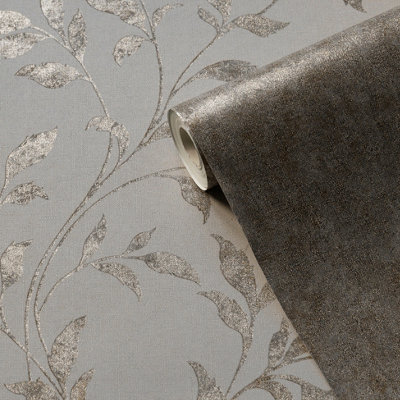 Muriva Gold Floral Metallic effect Embossed Wallpaper