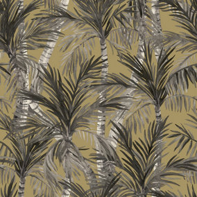 Muriva Gold Tropical Water coloured effect Embossed Wallpaper