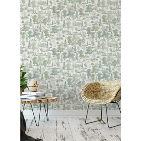 Muriva Green Floral 3D effect Patterned Wallpaper