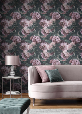 Muriva Green Floral 3D effect Patterned Wallpaper | DIY at B&Q