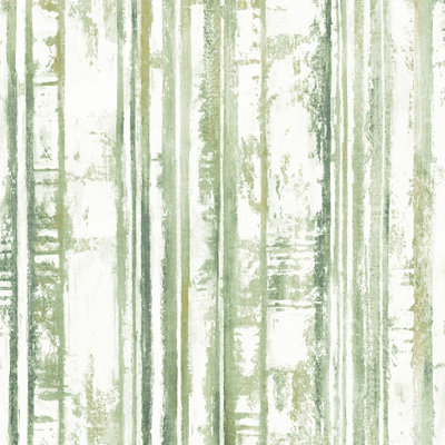 Muriva Green Stripe Distressed effect Embossed Wallpaper