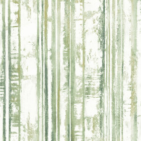 Muriva Green Stripe Distressed effect Embossed Wallpaper