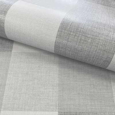 Muriva Grey Check Fabric effect Patterned Wallpaper