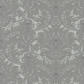 Muriva Grey Damask Fabric effect Embossed Wallpaper