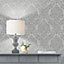 Muriva Grey Damask Shimmer effect Embossed Wallpaper