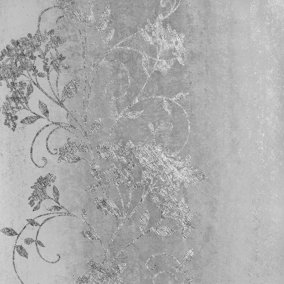 Muriva Grey Floral Metallic effect Embossed Wallpaper