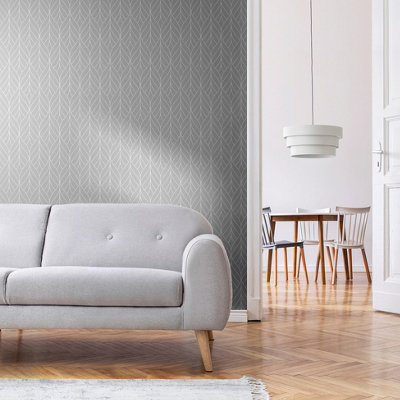 Muriva Grey Geometric Metallic & glitter effect Embossed Wallpaper