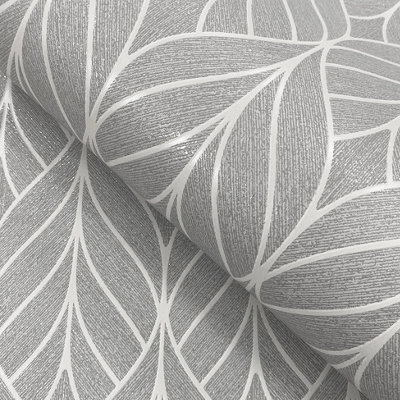 Muriva Grey Geometric Metallic & glitter effect Embossed Wallpaper