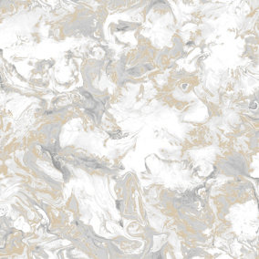 Muriva Grey & Gold Marble Metallic effect Embossed Wallpaper