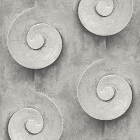 Muriva Grey Scroll Pearl effect Embossed Wallpaper