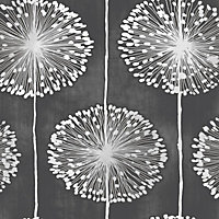 Muriva Large Blown Metallic Sheen Dandelion Floral Flower Wallpaper Feature Wall Black J04219