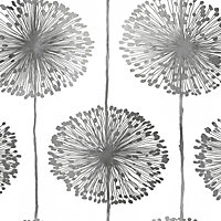 Muriva Large Blown Metallic Sheen Dandelion Floral Flower Wallpaper Feature Wall Silver J04209