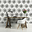 Muriva Large Blown Metallic Sheen Dandelion Floral Flower Wallpaper Feature Wall Silver J04209