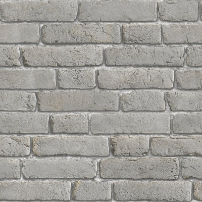 Muriva Large Brick Grey Wallpaper F85429