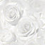 Muriva Madison Rose Glitter Wallpaper White 139525