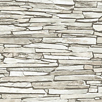 Muriva Natural Slate Brick effect Embossed Wallpaper