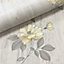 Muriva Ochre & Grey Floral Mica effect Embossed Wallpaper