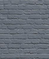 Muriva Painted Brick Black Wallpaper L22629