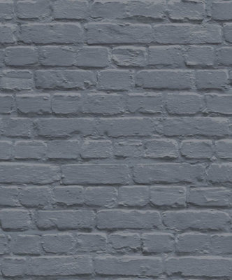 Muriva Painted Brick Black Wallpaper L22629