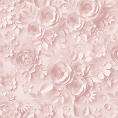 Muriva Pink Floral 3D effect Embossed Wallpaper