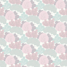 Muriva Pink Floral 3D effect Embossed Wallpaper