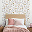 Muriva Pink Floral Metallic effect Embossed Wallpaper