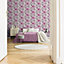 Muriva Pink Floral Pearl effect Embossed Wallpaper