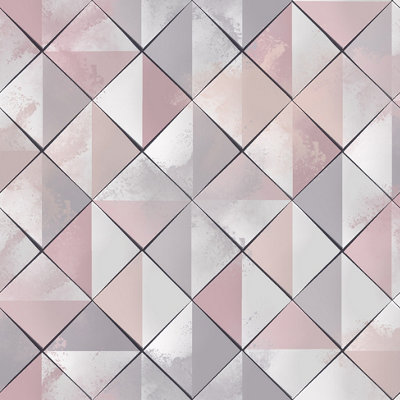 Muriva Pink Geometric 3D Effect Embossed Wallpaper | DIY At B&Q