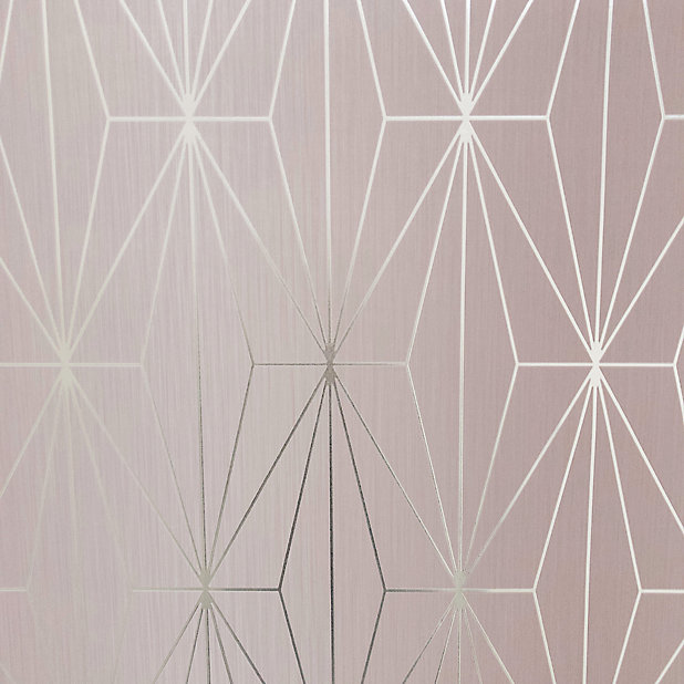 Muriva Pink Geometric Metallic effect Embossed Wallpaper | DIY at B&Q