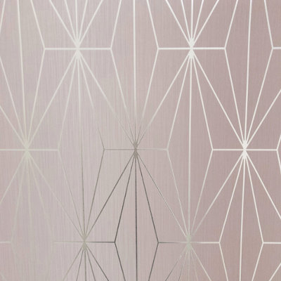 Muriva Pink Geometric Metallic effect Embossed Wallpaper DIY at B&Q