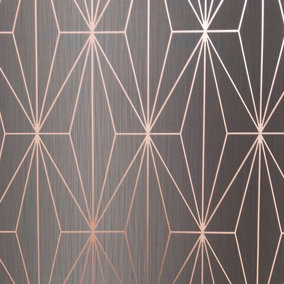 Muriva Pink Geometric Metallic effect Embossed Wallpaper