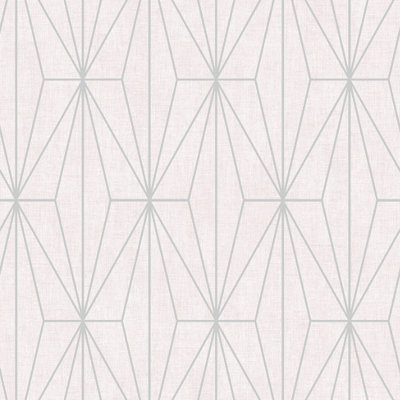 Muriva Pink Geometric Shimmer effect Embossed Wallpaper